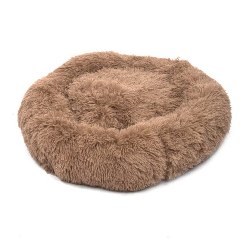 Warm Soft Plush Pet Bed Brown (1)