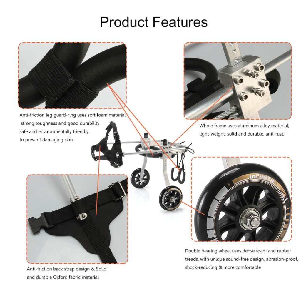 Pet Wheelchair Disabled Dog Cat Walking Assisted Car Adjustable Lightweight