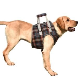Pet Dog Lifting Support Harness Plaid Lift Vest Soft Handle Ajustable Assists Straps